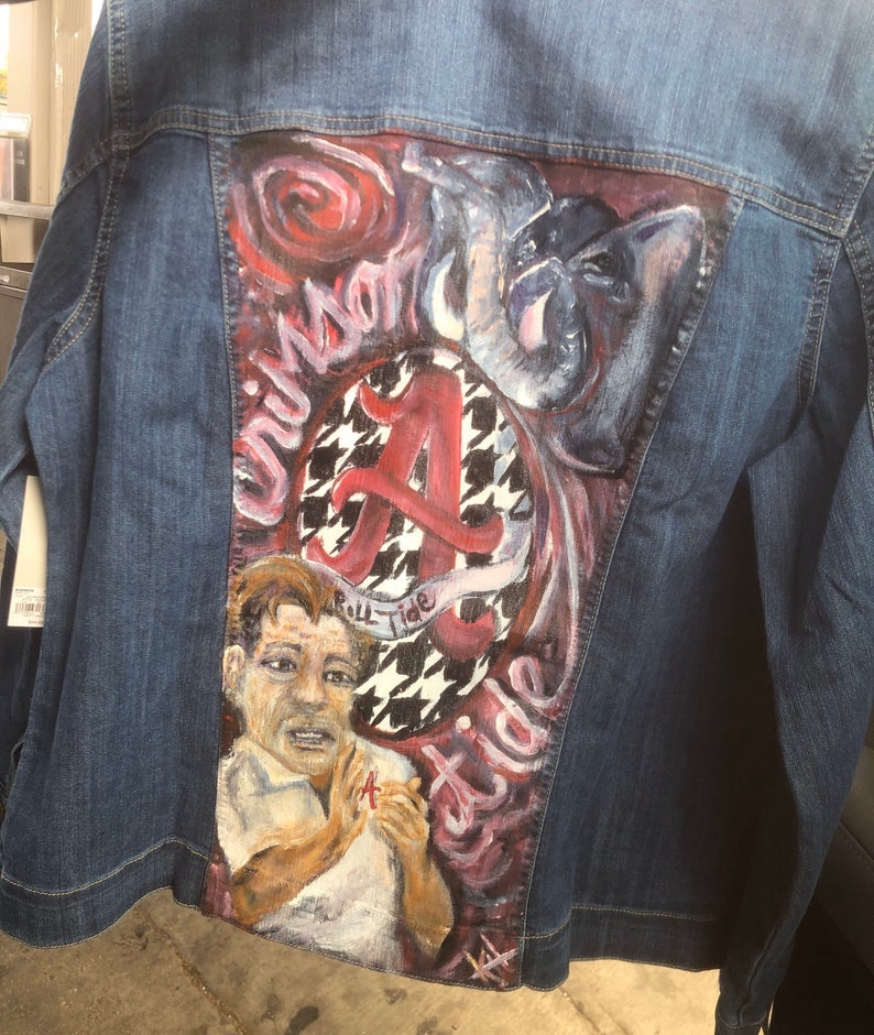 Custom Painted University of Alabama Jean Jacket Kaitlin Hennessy Art