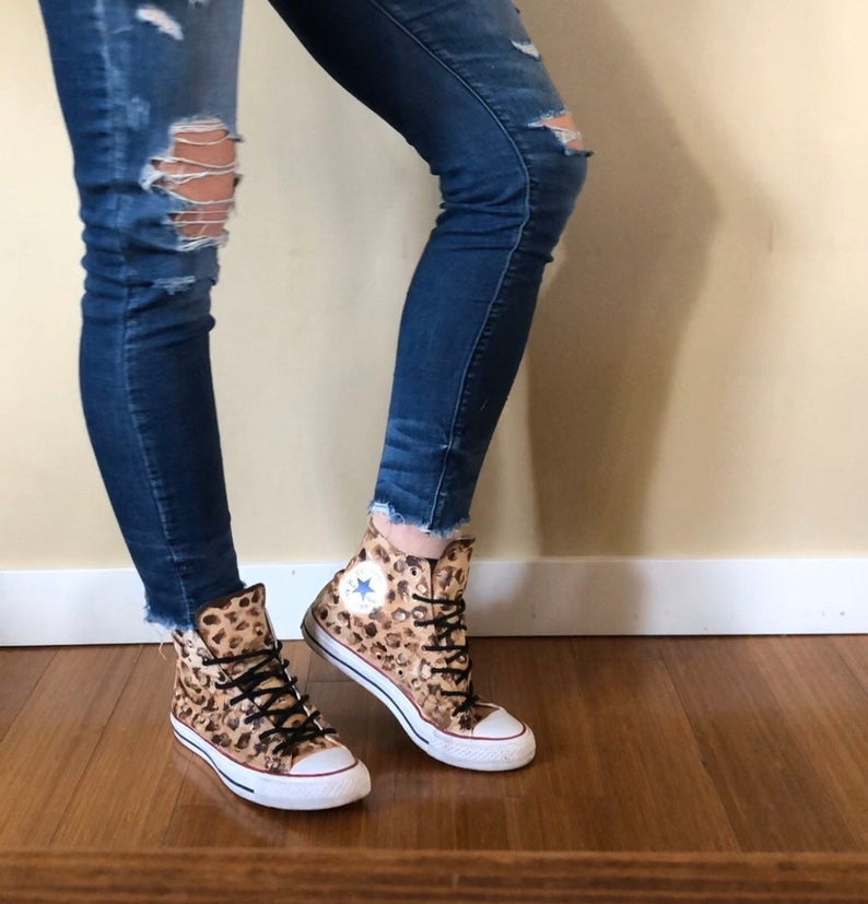 Cheetah print converse shoes shop